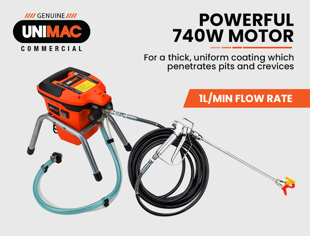Unimac 740W Electric Airless Paint Sprayer Portable High Pressure Station Spray Gun — image 2