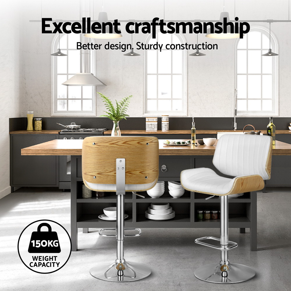 Artiss 4x Bar Stools Adjustable Leather Chairs — image 4