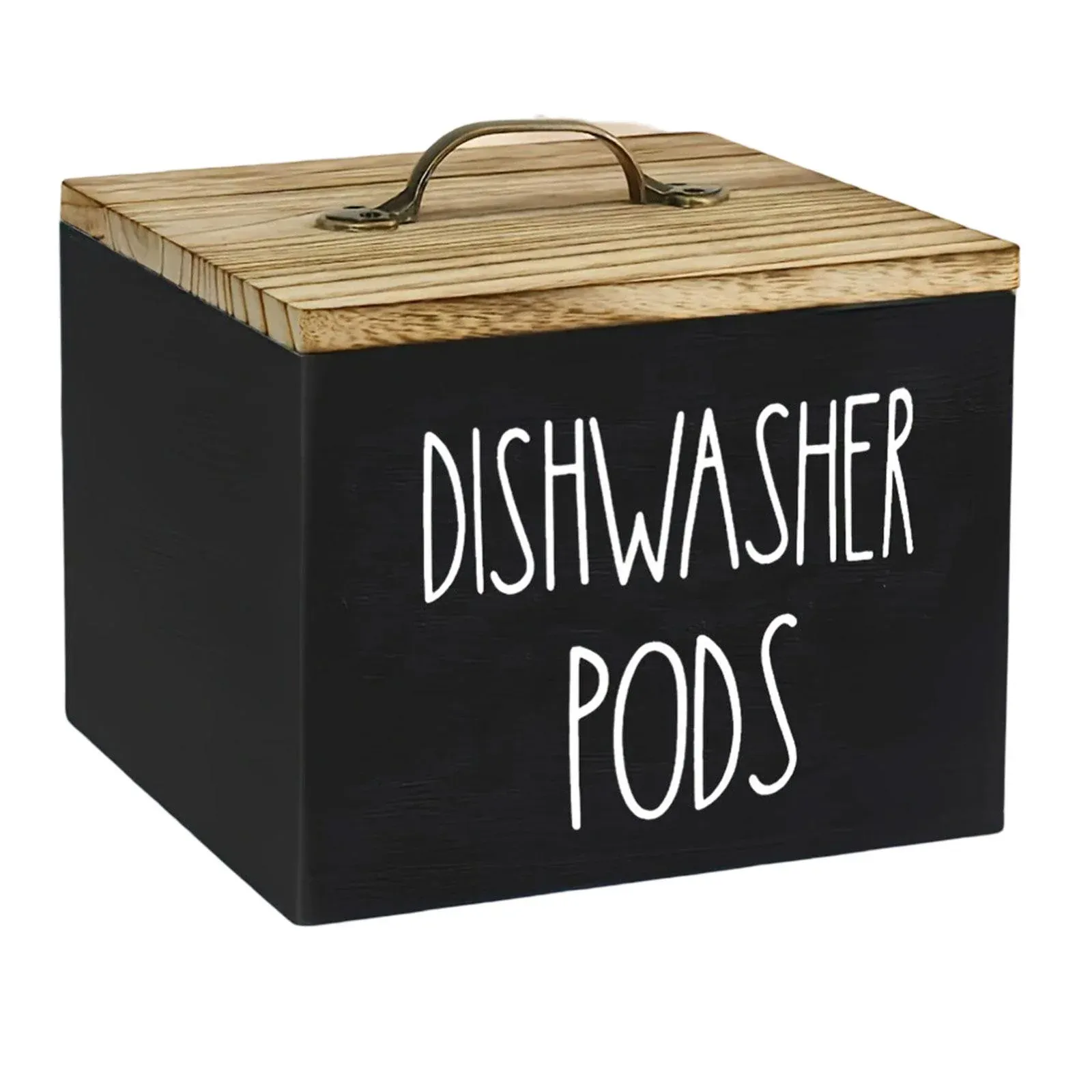 Wooden Storage Container with Lid, Farmhouse Dishwasher Pod Dispenser Box for Laundry Room, Bathroom and Countertop, Black โ image 4