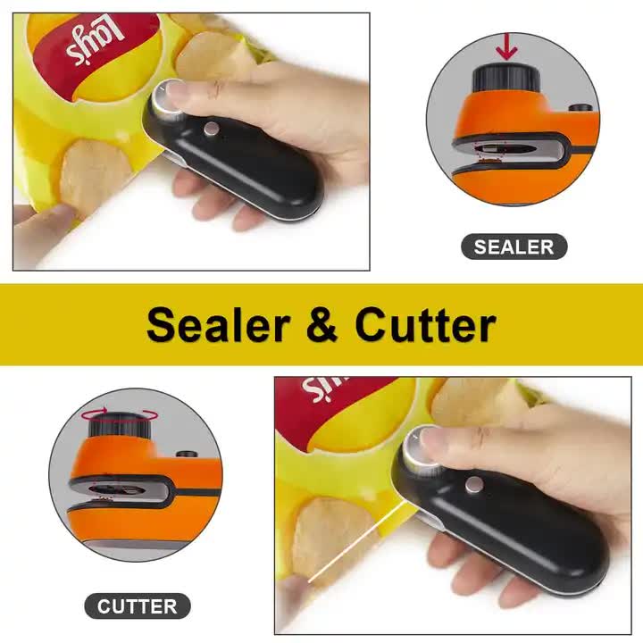 Orange Portable Mini Food Vacuum Sealer - Convenient Household Snack Bag Sealing Machine — image 4