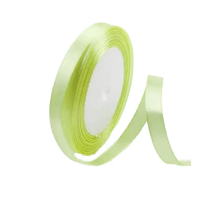 10mm Width Satin Hair Ribbon Wedding Party Decoration Gift Banquet 5m - Light Green