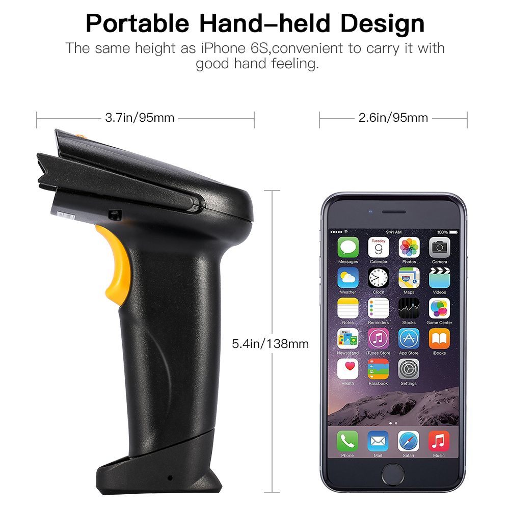 Wireless Barcode Reader Handheld Laser Barcode Reader Both Bluetooth / USB compatible Laser Sca โ image 3
