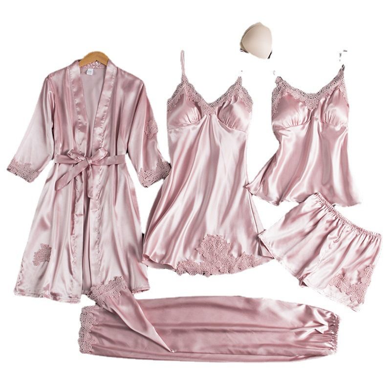 Women Five Piece Sleepwear Set Polyester V Neck Navy 4XL โ image 5