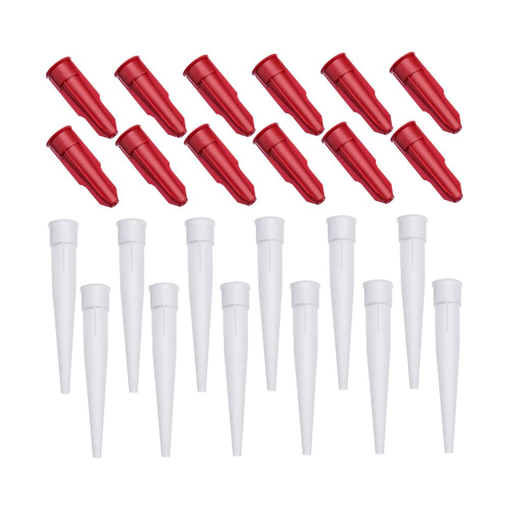 24Pcs Silicone Sealant Nozzles, Plastic Caulk Nozzles Extension for Caulk Gun, with Red Tube Nozzle Caulking Cap Caulk Nozzles — image 2