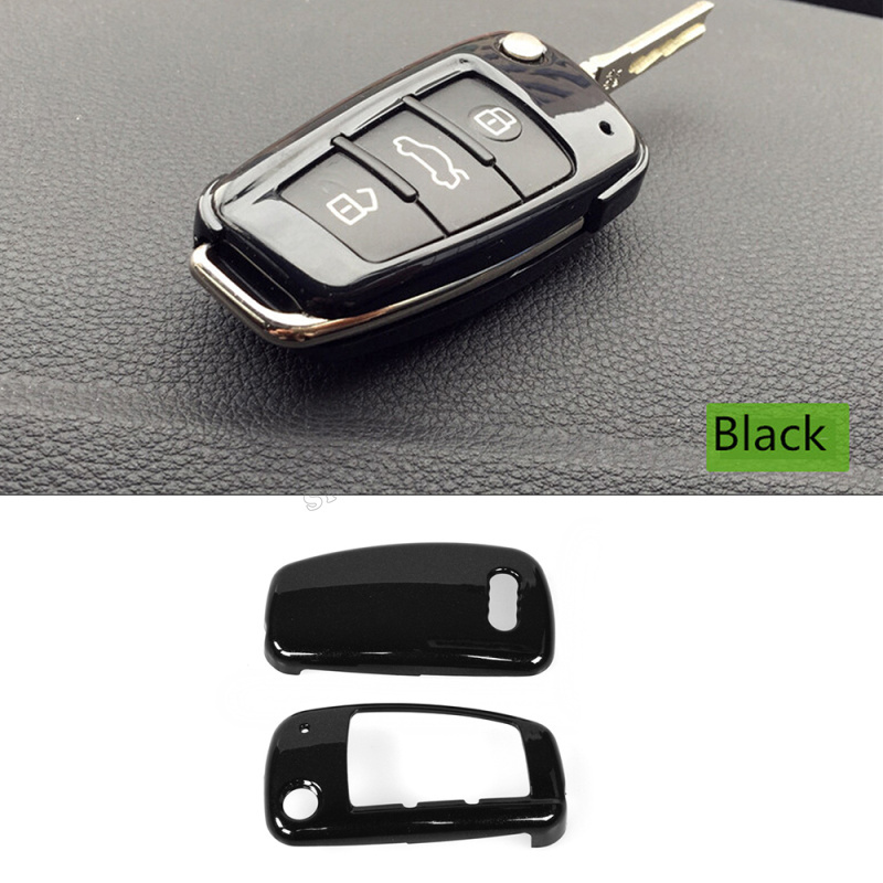 Black ABS Carbon Fiber Car Key Cover Case for Audi A6l A1 Q3 Q7 TT R8 A3 S3 ABS Black โ image 2