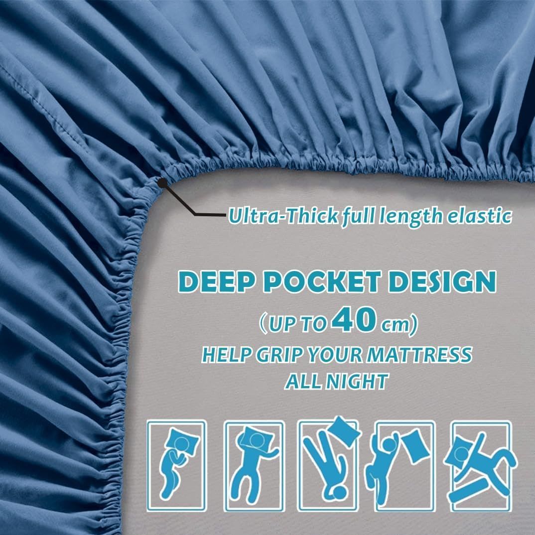 Hotel Quality Fitted Sheet - 1 Piece Fitted Sheet -Breathable Bedding - Wrinkle, Fade, Stain Resistant- 16inch/40cm Deep Pocket Fitted Bed Sheet-Wrinkle and — image 3