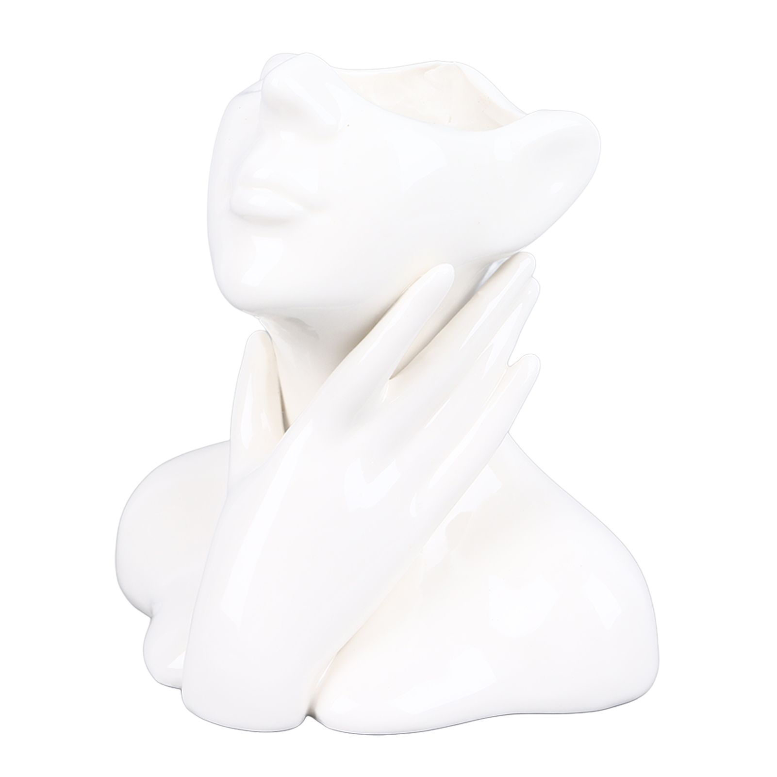 Female Face Vase Nordic Style Elegant Flower Vase Smoothly Ceramic Flower Vase Decoration for Living Room Garden — image 3