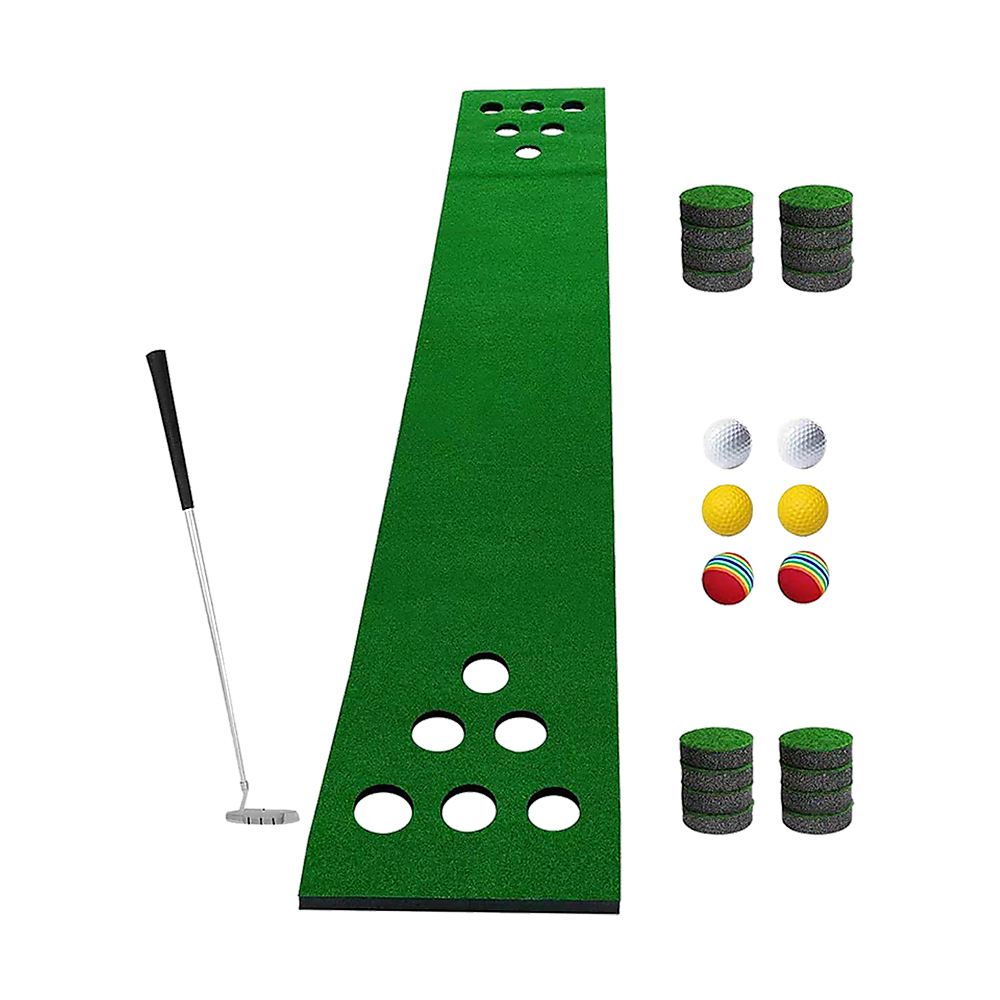 Golf Beer Pong Game Toy Set Green Golf Putting Matt with 2 Putters, 6 Balls โ image 5
