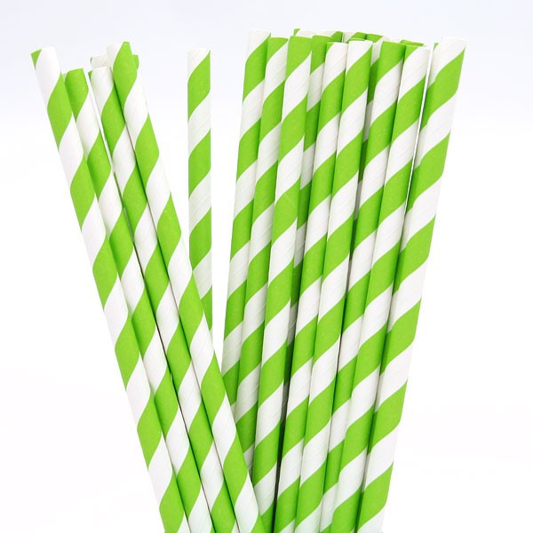 50 Pack Green White Drinking Straws Biodegradable Eco Paper Birthday Party Event Bistro Bar Cafe Take Away — image 2