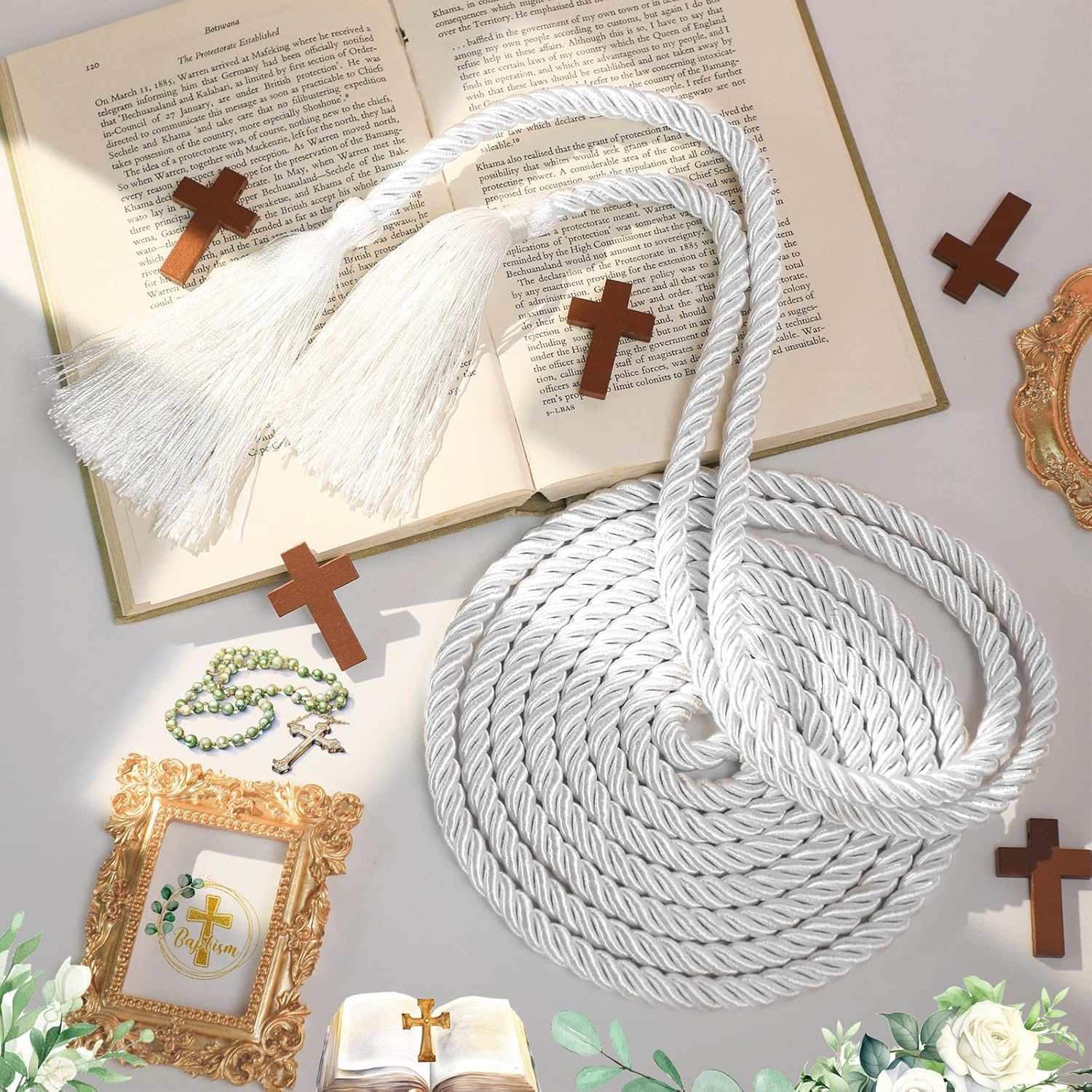 153 Inch Cincture Clergy Rope with Tassels Monks Religious Rites Celebrating Masses Alba Robes Vestments Ceremonial Decor of Christian Denominations for Priest — image 4