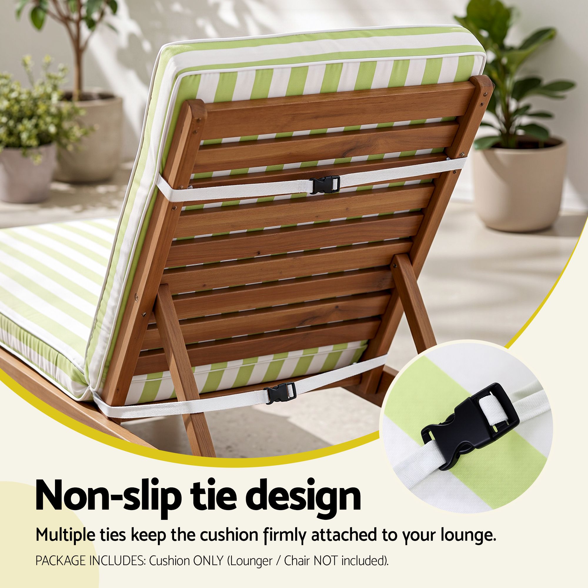 Gardeon Outdoor Chaise Lounge Cushion Lounge Chair Pad Sunbed Mattress Green — image 6