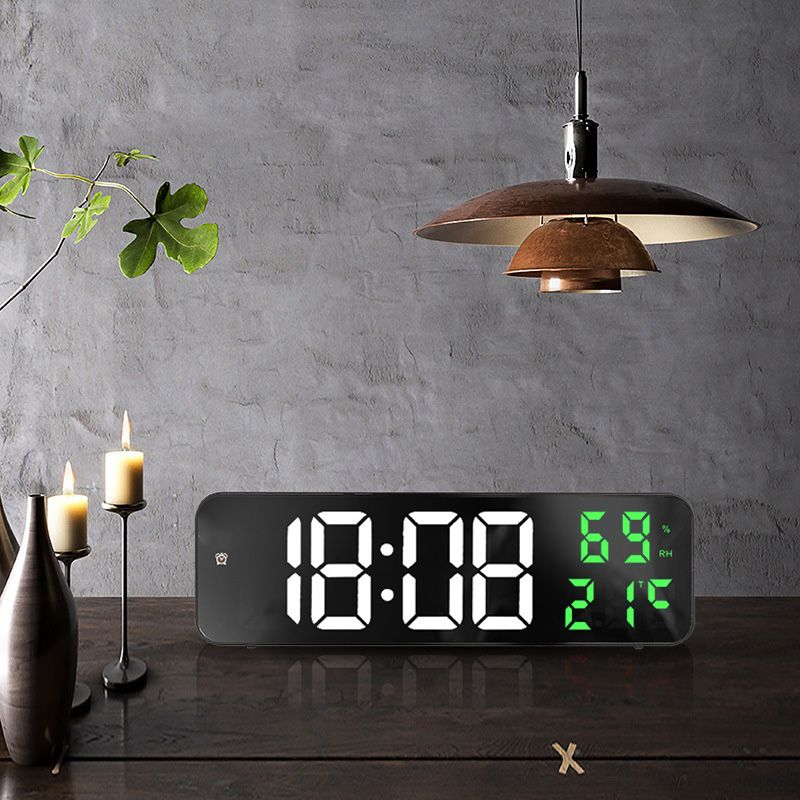 Mirror Large Digital LED Clock Home Electronic Alarm Clock Large Screen Plug in Clock Wall Mounted White and Green โ image 6
