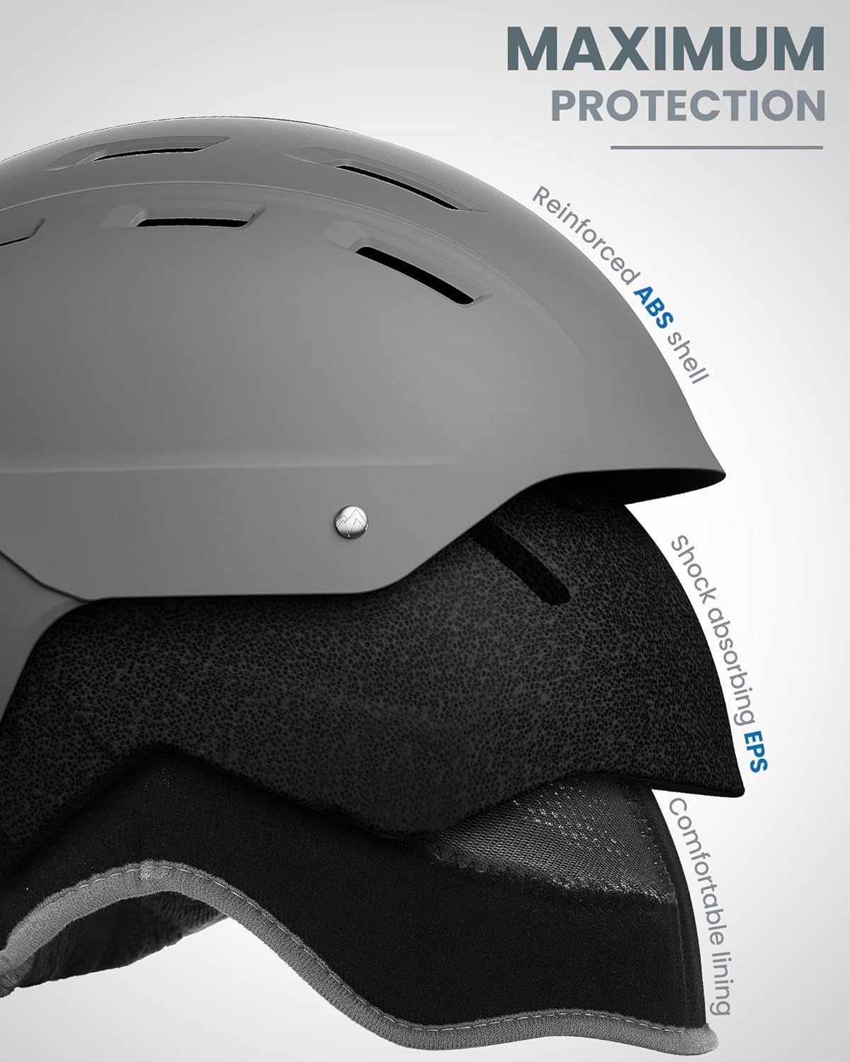 OutdoorMaster Kelvin II Ski Snow Sport Helmet | Adjustable Dial Fit Snowboard Helmet for Men Women & Youth,ASTM Certified,14 Vents-Matte Gray-M โ image 2