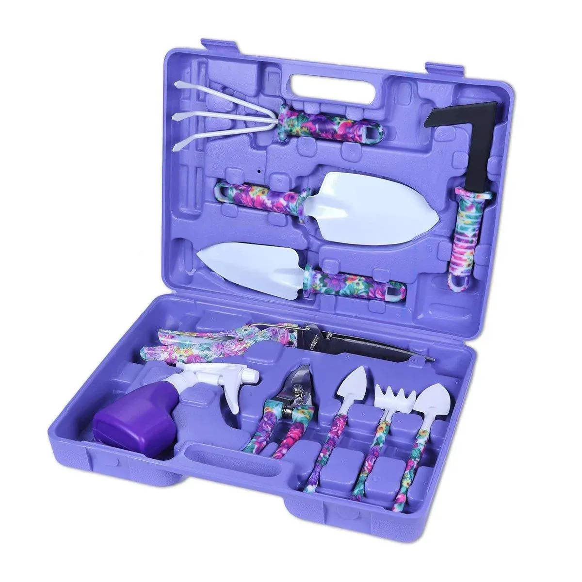 10PCS Garden Tool Kit Shovel Rake Planting Tools Set with Purple Handles Gift — image 2