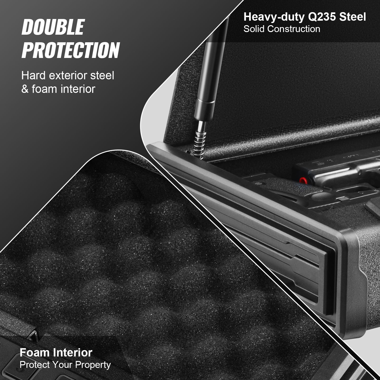 Gun Safe for Pistols Biometric Gun Safe with 3 Access Ways for 2 Pistols โ image 5