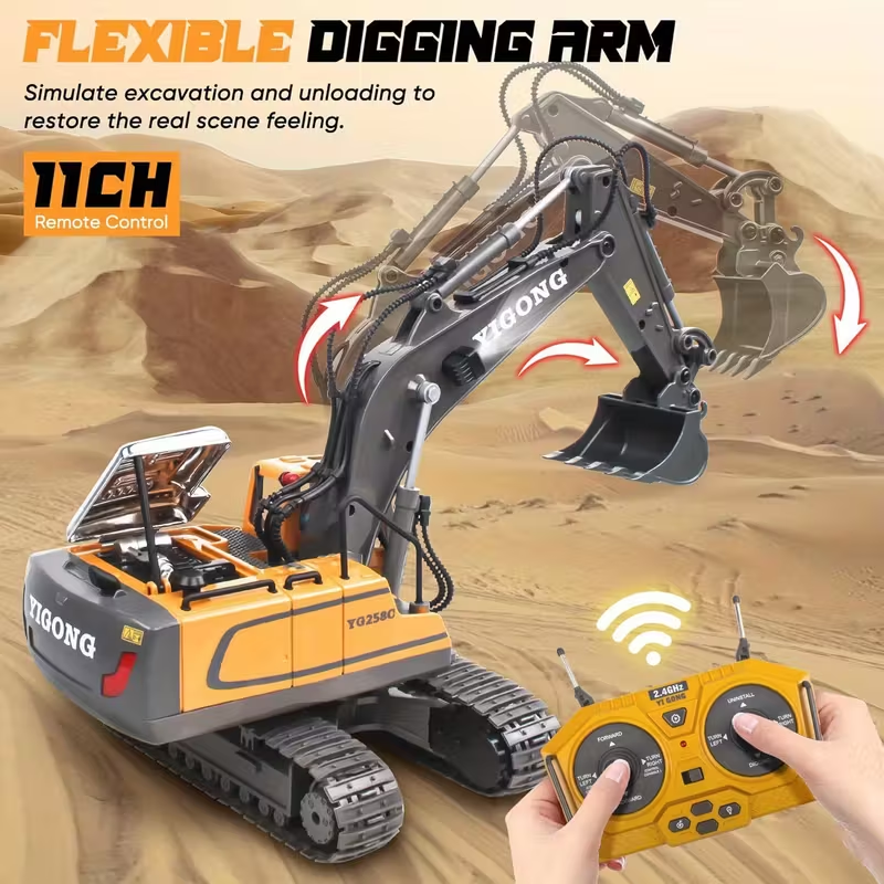 Mini Excavator Toy with Remote & App Control, High-Tech 11-Channel Alloy & Plastic Engineering Vehicle, Fun Toy for Men, Perfect Gift for Kids — image 6