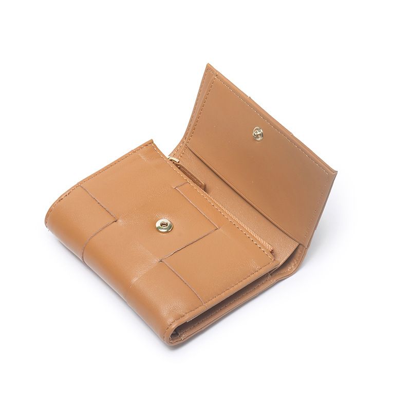 Wallet Women's Leather Wallet Slim Buckle Short Style Card Holder Simple Large Capacity Coin Purses Retro Unisex Coins Pocket — image 2