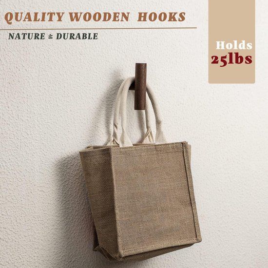 4 Pieces Wooden Coat Hook, Wall Hook, Natural Wooden Wall Coat Rack, Wall Mounting โ image 2