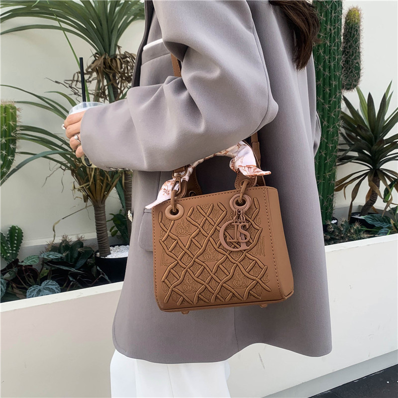 Elegant Embossed PU Leather Handbag with Scarf Detail - Versatile Top-Handle & Crossbody Bag(black) — image 2
