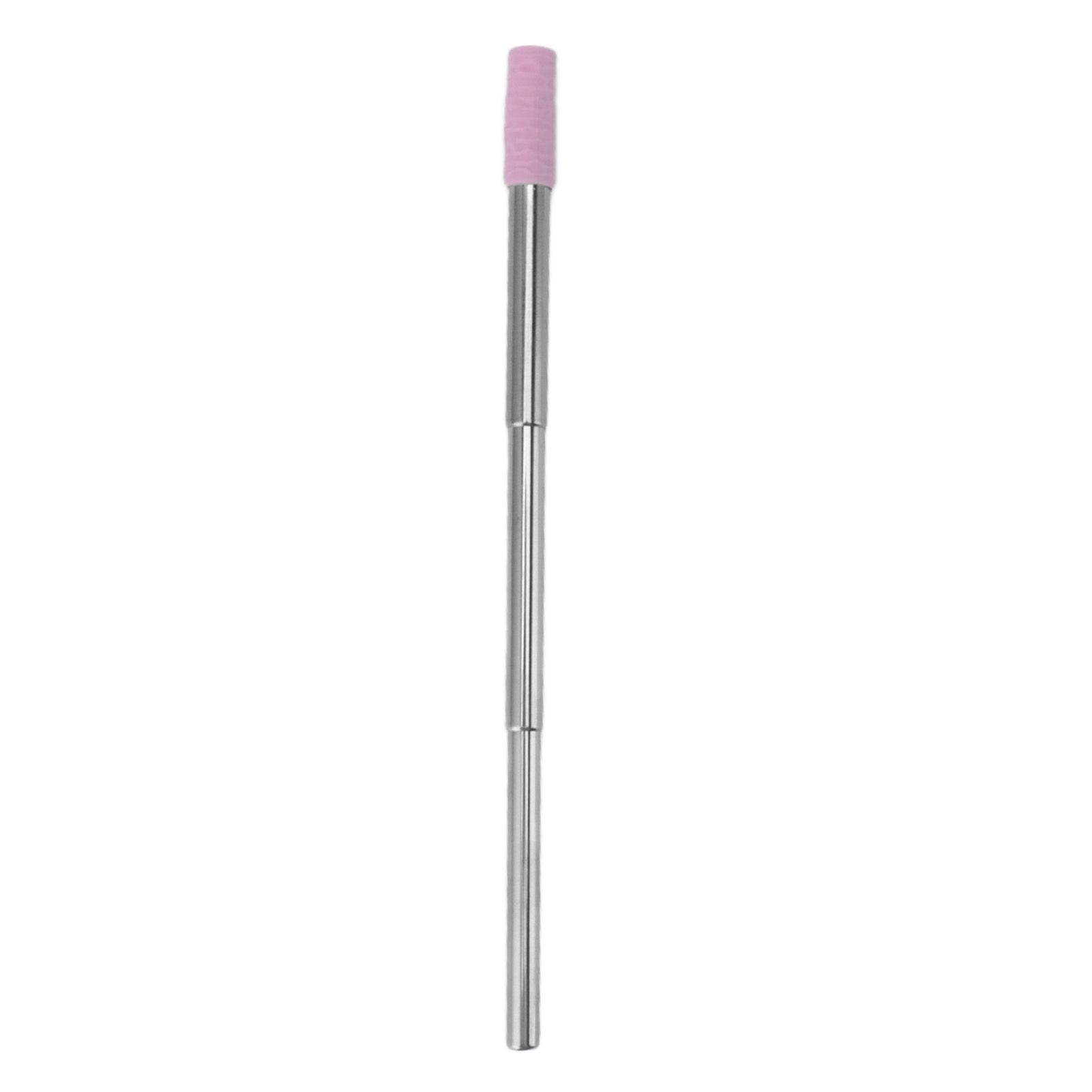 Collapsible Stainless Steel Drinking Straw Reusable Metal Straw with Cleaning Brush for Travel Work Purple — image 3