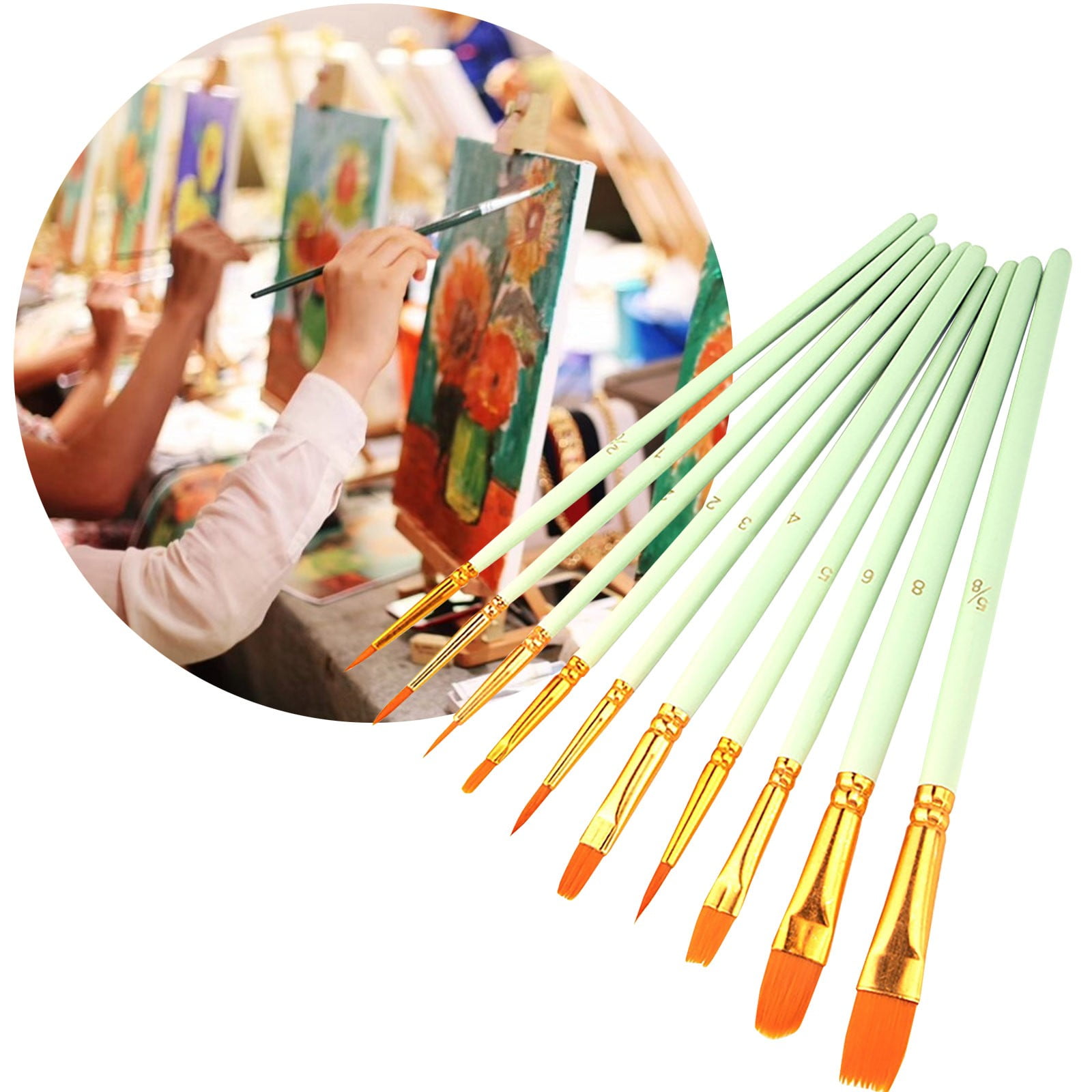 Brushes, Paint Brushes, Painting Pen, Art Tools, Brush Set, Round Tip Brushes Nylon Brushes Artist Wood Brushes for Oil Watercolor Face Nail Arts Miniature and — image 2