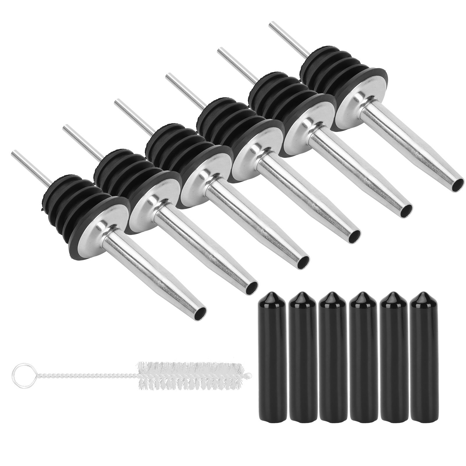 Stainless Steel Pourer Silicone Classic Bottle Pour Liquor Dust Cap Brush Wine Opener — image 6