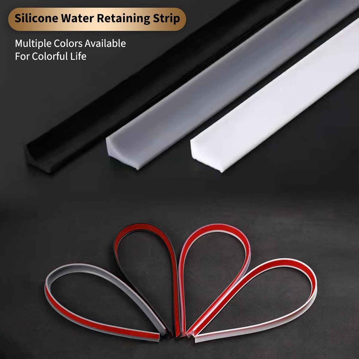Shower thresholds - 2 meters - Anti-water strip - Foldable shower water dam - dry and wet separation - black - Sanitary Water Stopper - TPE - shower threshold — image 2