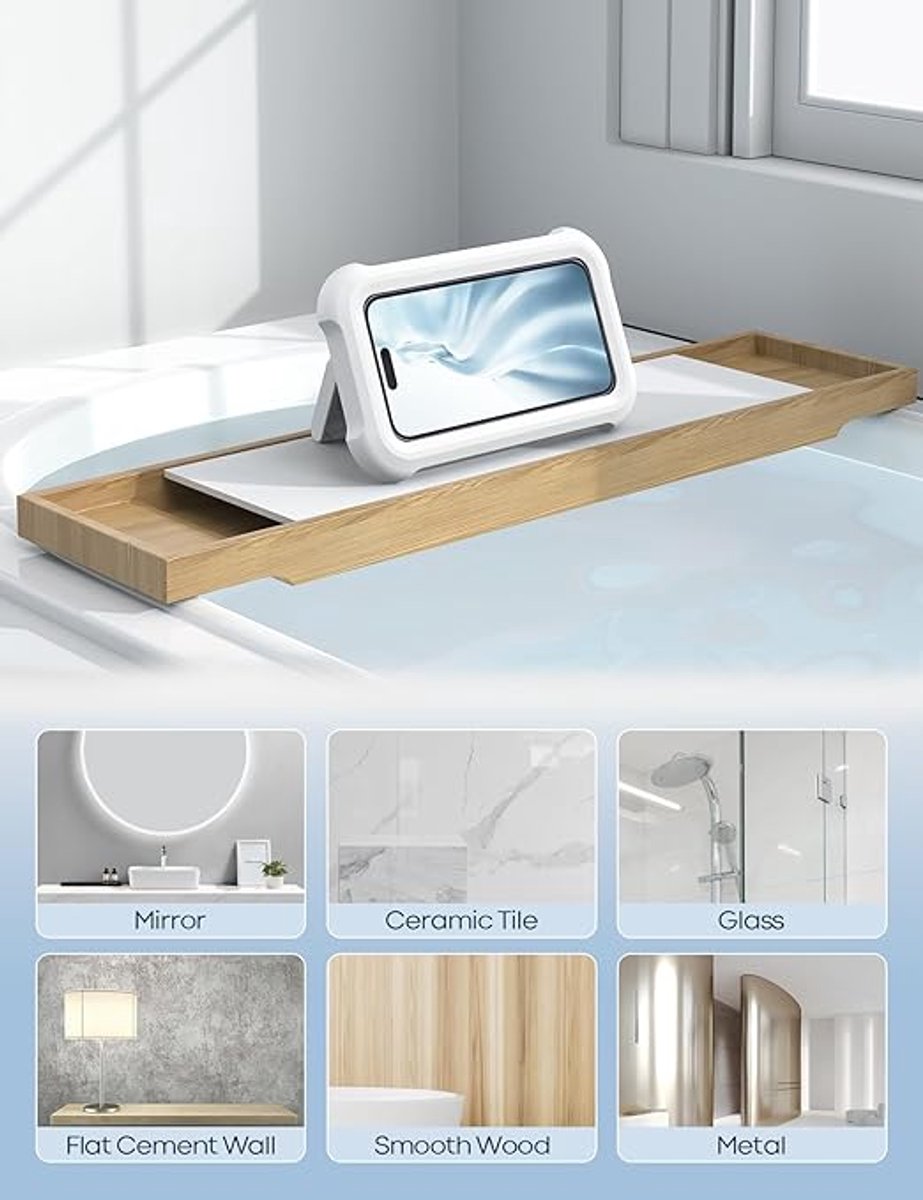 1-Piece Shower Phone Holder - Waterproof - 360° Rotatable, Retractable & Adjustable Phone Case - Bathroom Wall Mount - Waterproof & Anti-Fog Phone Case — image 3
