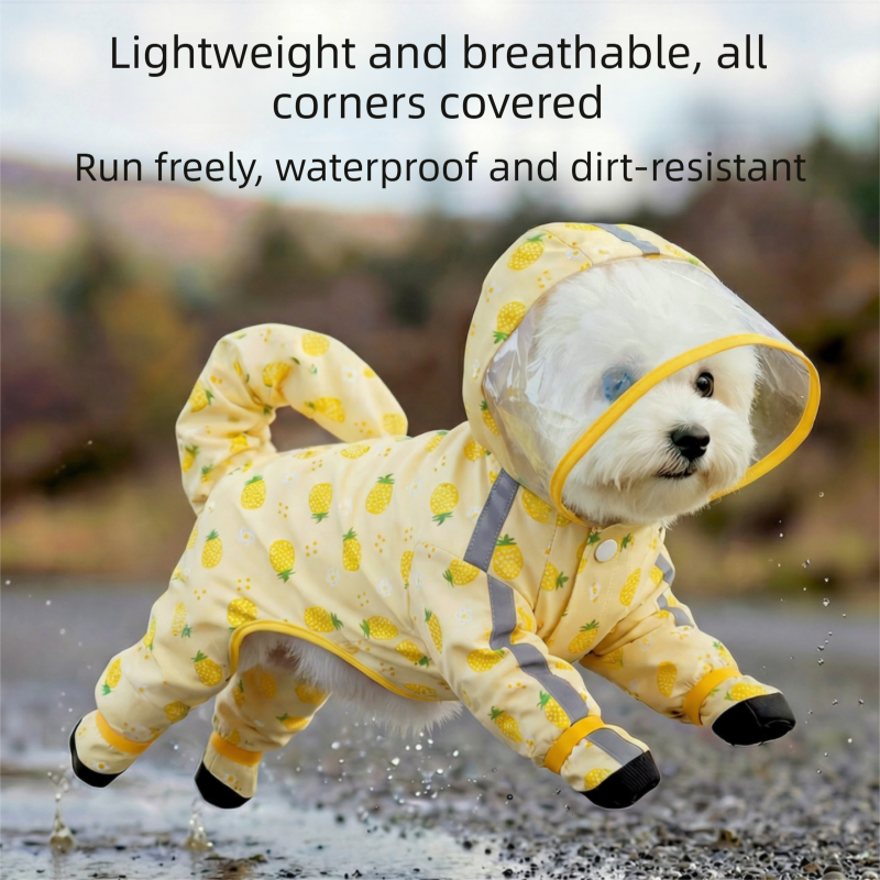 3-piece Dog Rainy Day Care Set with Yellow S size Waterproof Raincoat, 30x30cm Paw Towel and 70x140cm Pet Bath Towel, Quick-Dry Pet Rain Protection Kit for โ image 2