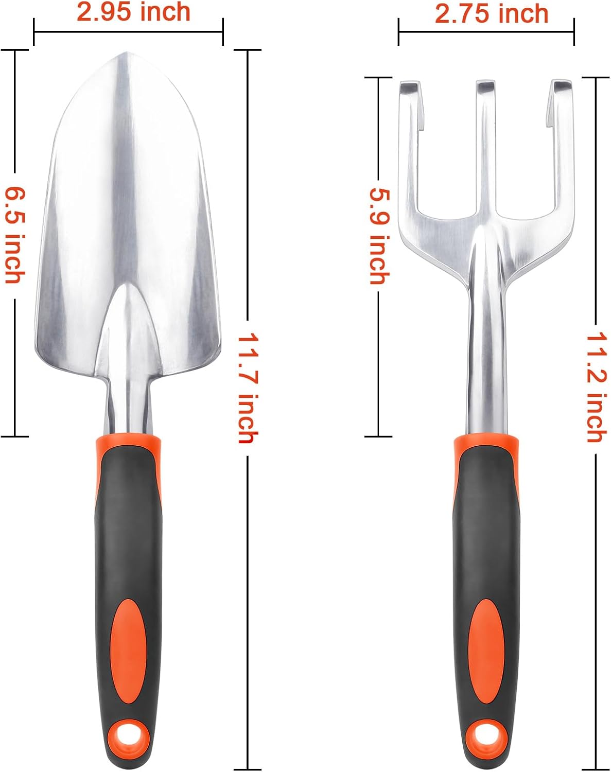 Garden Tool Set, 2 Pack Heavy Duty Gardening Tools Set Include Garden Shovel and Hand Rake Claw Tool with Ergonomic Handle, Small Gardening Hand Tools for โ image 2