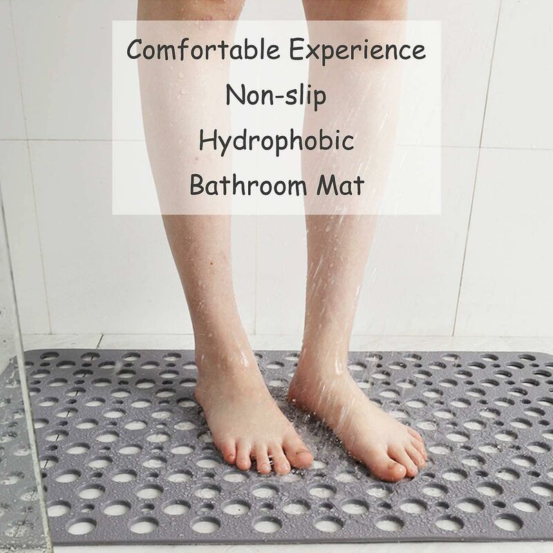 Anti-Mold Non-Slip Bath Mat Tpe Shower Mat Antibacterial Non-Slip Bathroom Mat With Suction Cups Khaki 16.9" X 29.5" — image 3