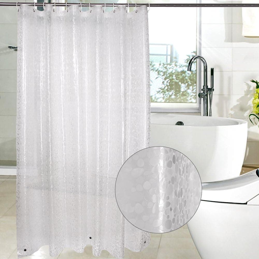 Waterproof EVA Shower Curtain with Pebble Pattern, 180x180 cm, Transparent Odorless โ image 6