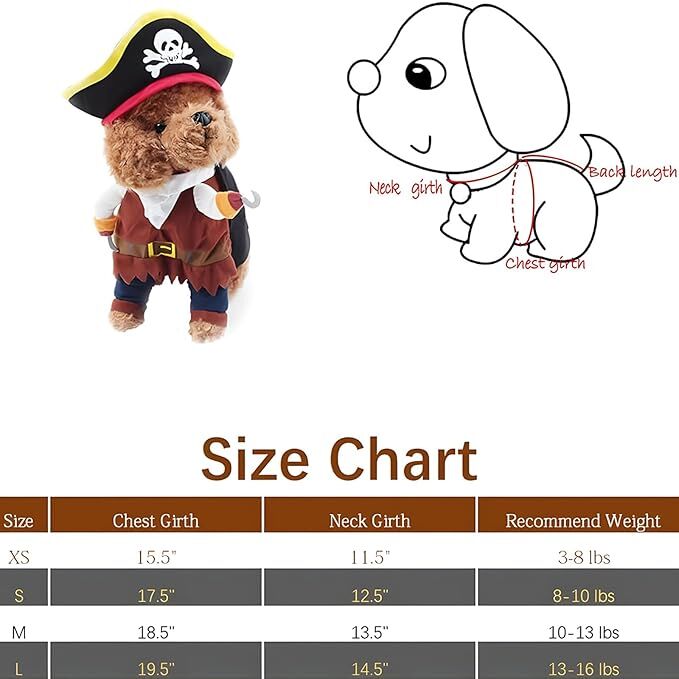 pet products New Funny Pet Clothes Pirate Dog Cat Costume Suit Corsair Dressing up Party Apparel Clothing for Cat Dog Plus Hat — image 6