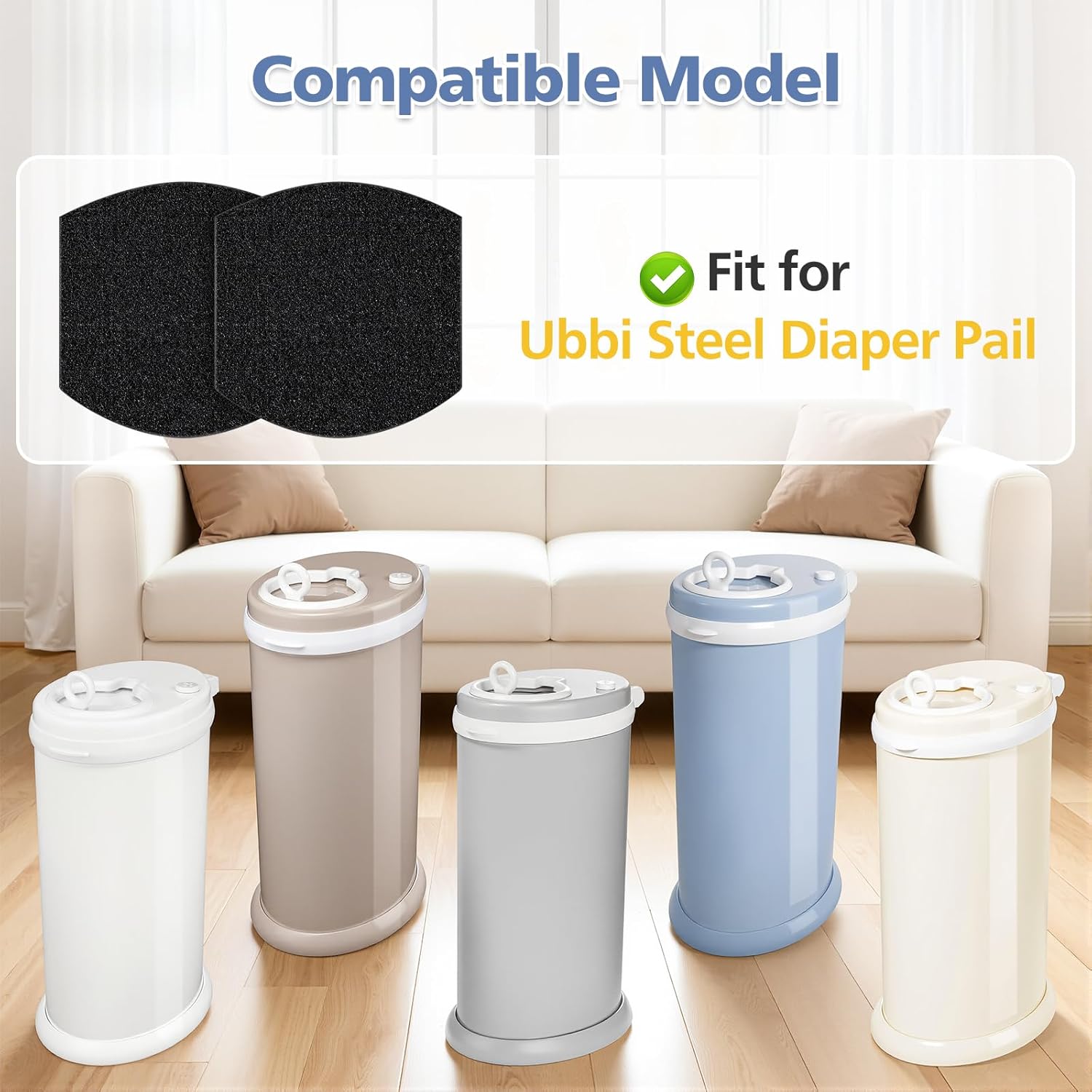 12 Pack Baby Diaper Pail Deodorizer Refills for Ubbi Diaper Pail, Activated Charcoal Odor Absorber Filters Compatible with Ubbi Steel Diaper Pail — image 2