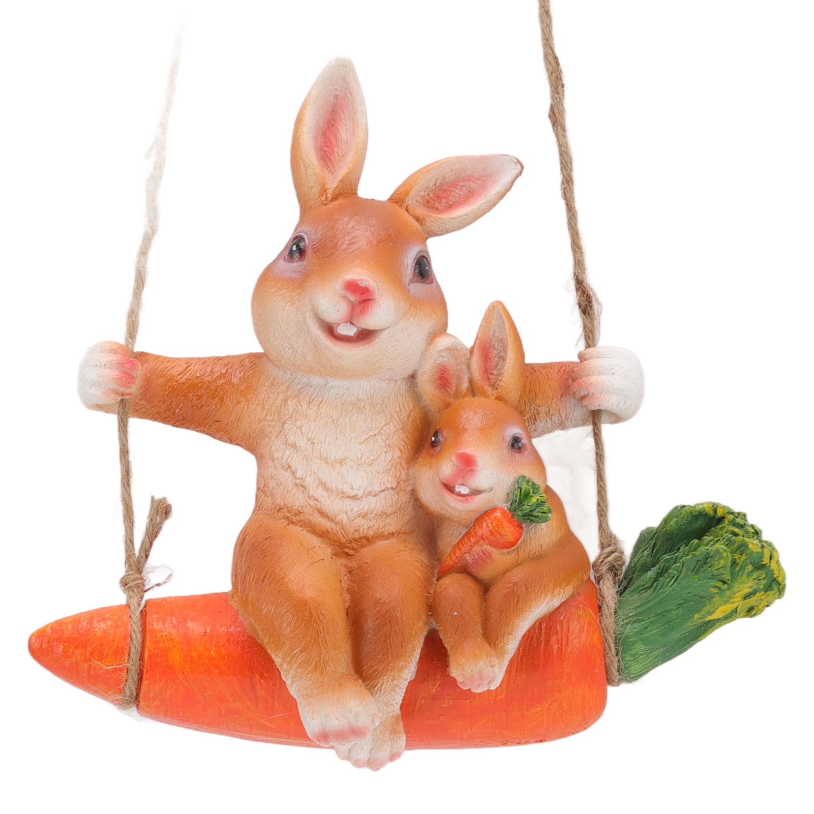 Ornament Brown Rabbit Carrot Swing Resin Modern Delicate Garden Home Decoration Gifts — image 5