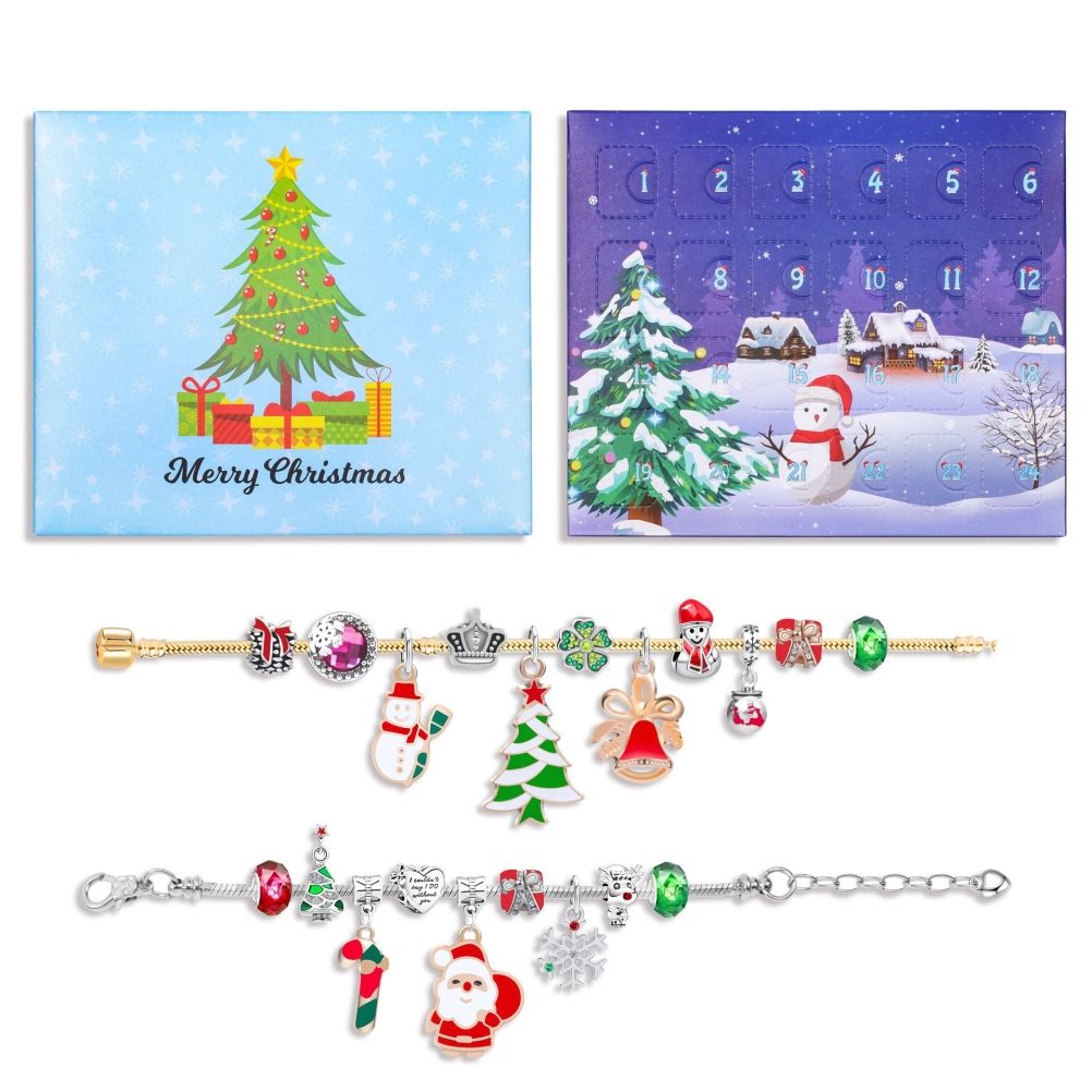 Christmas Advent Calendar DIY Charm Bracelet Making Kit for Kids 24 Days Christmas Countdown Calendar Jewelry Gifts for Girls — image 4
