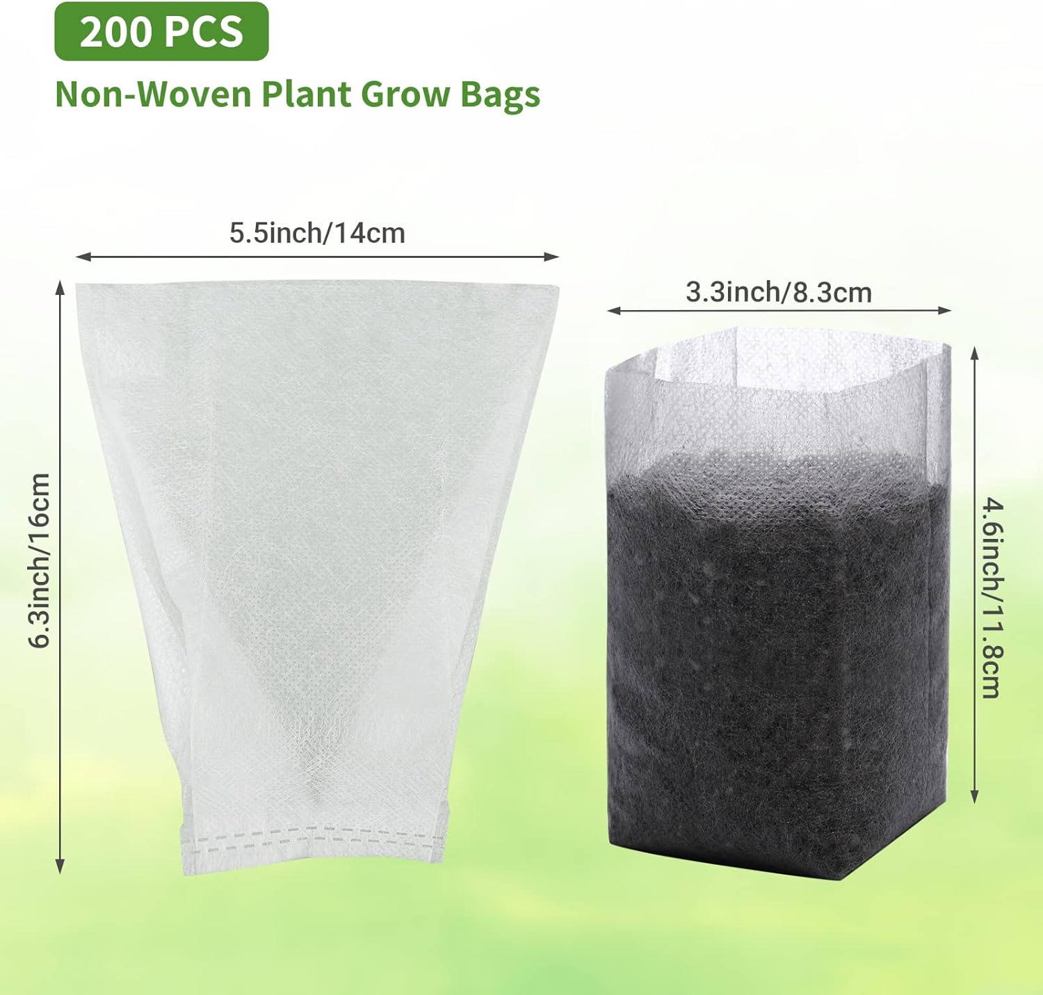 Non-Woven Seedling Grow Bags, Breathable Plant Nursery Pots for Vegetables, Flowers and Cuttings, White, 14 x 16 cm โ image 3