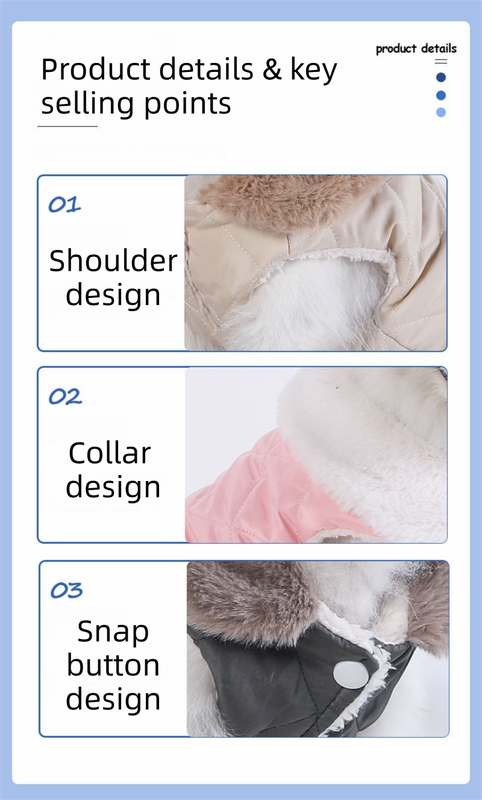 L Size Pink Winter Padded Cotton Dog Thermal Plaid Vest with Faux Fur Collar - Thick Fleece-Lined Warm Pet Jacket — image 4