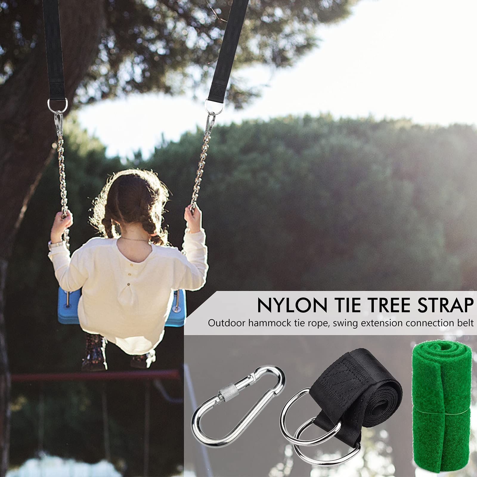 Tree Swing Straps Hanging Kit Holds 500kg, Adjustable Hammock Tree Hanging Straps with Tree Protectors and Lock Carabiners โ image 3
