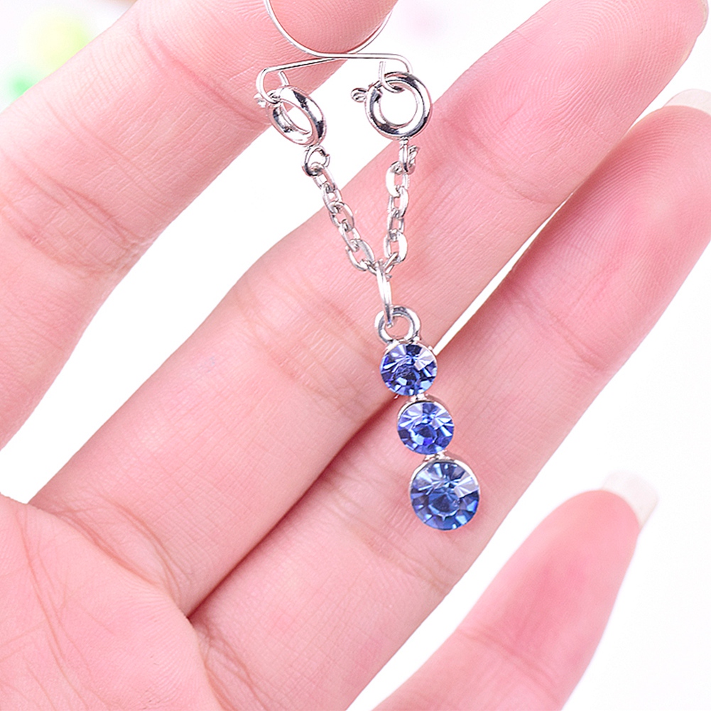 Fashion Water Drop Screw Non Pierced Nipple Ring Set Nipple Ring Body Jewelry (Blue) — image 4
