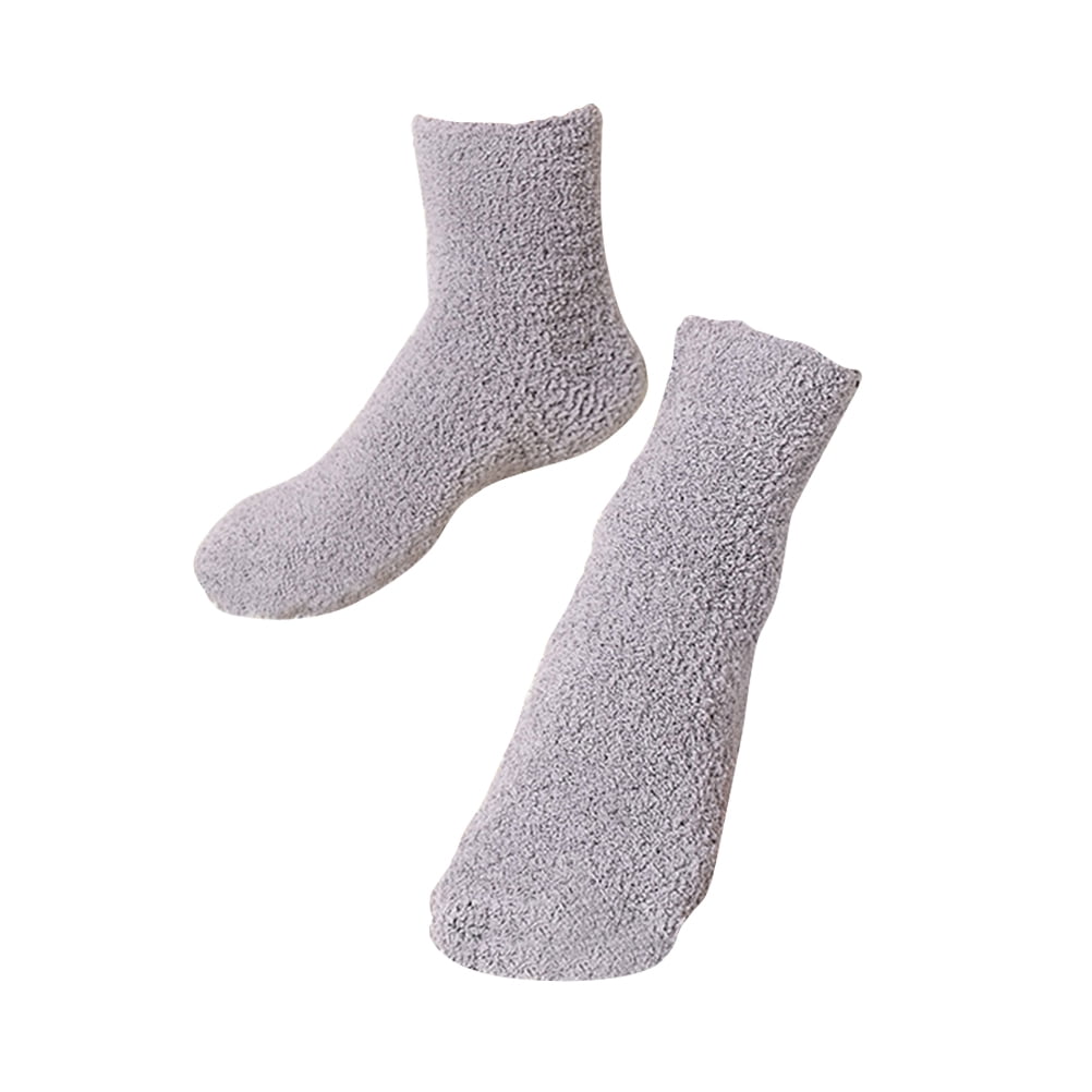 Mens Warm Bed Socks 1 Pair Thick Fuzzy Sleep Socks Grey 9.8 × 2.8 × 0.2in