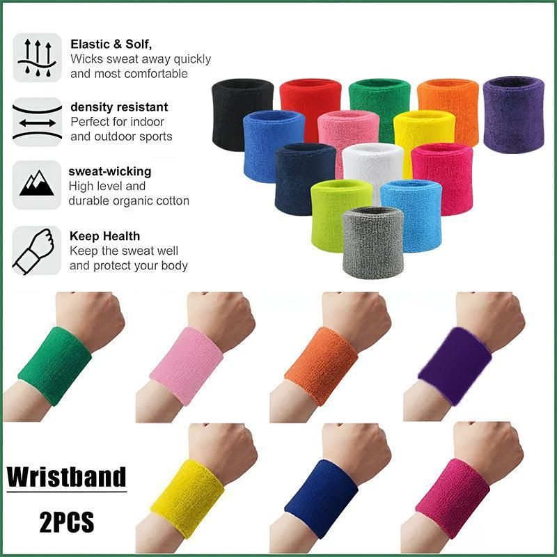 Wristbands Headband Sweatbands Sweat Band For Sport Tennis Badminton Yoga Cotton - Blue โ image 5