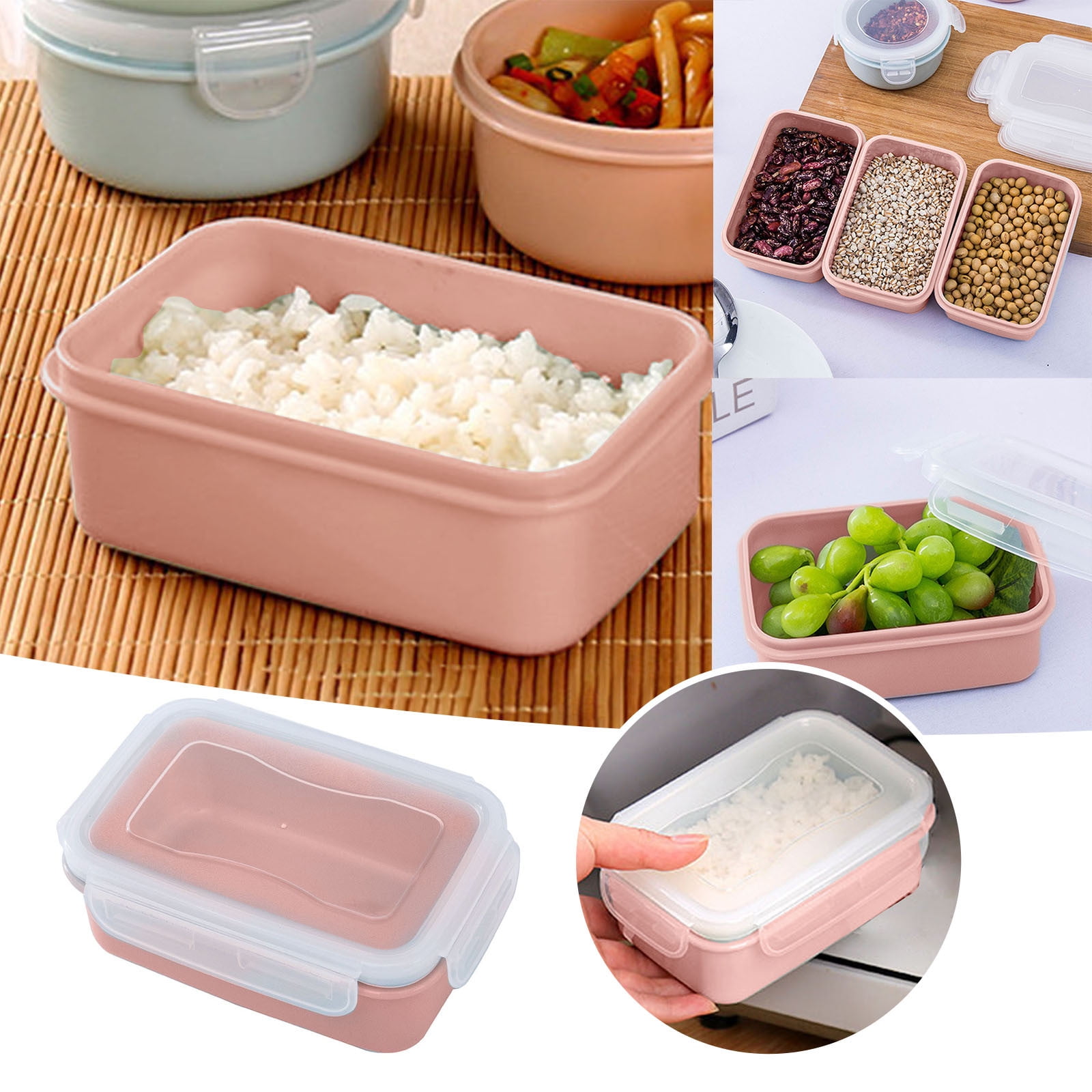 1 Piece Plastic Meal Prep Containers with Lids, Food Storage Containers with Snap Locking Lids, Airtight Lunch Containers, Red, 14 × 9.4 cm — image 2