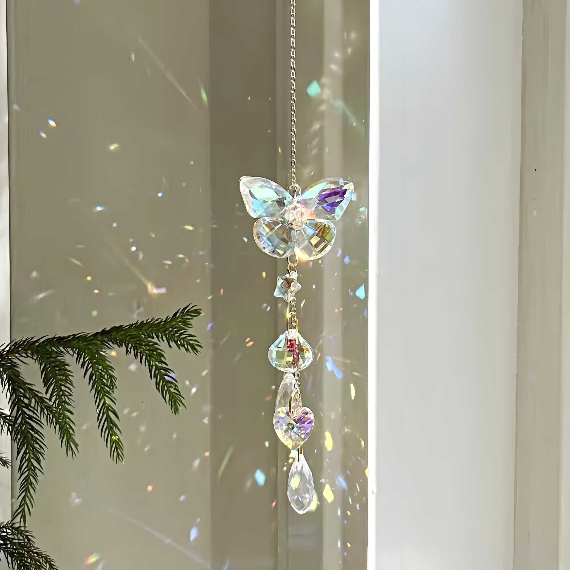 3D Stainless Steel Wind Spinner with Spiral Tail & Butterfly Crystal Sun Catcher, Hanging Metal Wind Chimes for Women Gift, Indoor/Outdoor Decor, Yard Art ā image 4