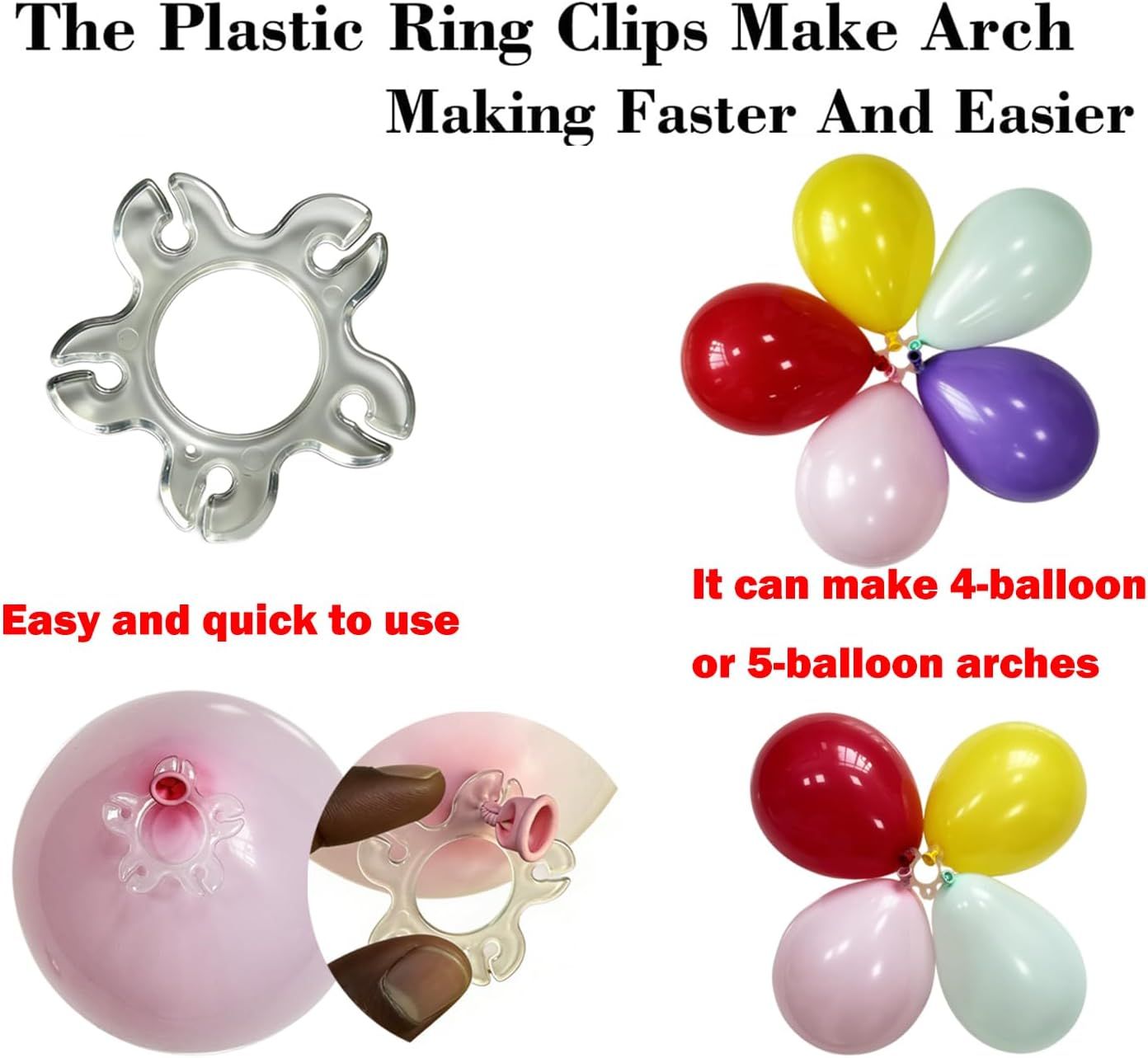 Tabletop Balloon Arch Kit with Adjustable Fiber Rods & Plastic Ring Clips for Birthday Wedding Graduation Party Decorations (Black) — image 4