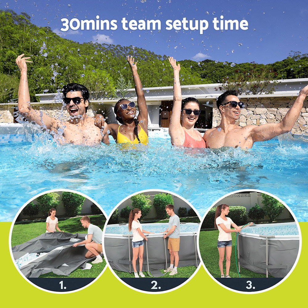 Bestway 488x305x107cm Swimming Pool Steel Frame Set w/ Pump Filter Ladder Cover — image 6