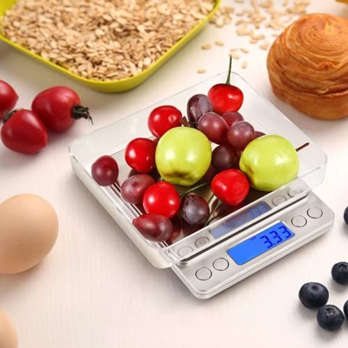 Digital Kitchen Scale 3000g x 0.1g Jewelry Gold Silver Coin Gram Pocket Size Herb Grain for Food, Cooking,with 2 Trays — image 2