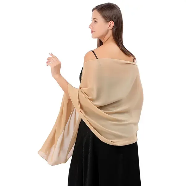Champagne Evening Dress Lady Cape Shawl Wrap 200 × 70 cm, Elegant Lightweight Polyester Design for Weddings Parties and Formal Events All Seasons