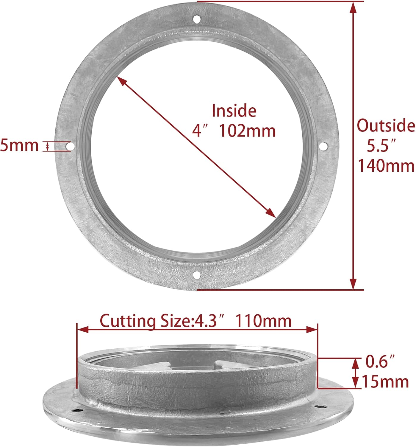 4 inch Hatch 316 Stainless Steel Round Non Slip Inspection Deck Plate with Detachable Cover for Marine Boat Yacht — image 3