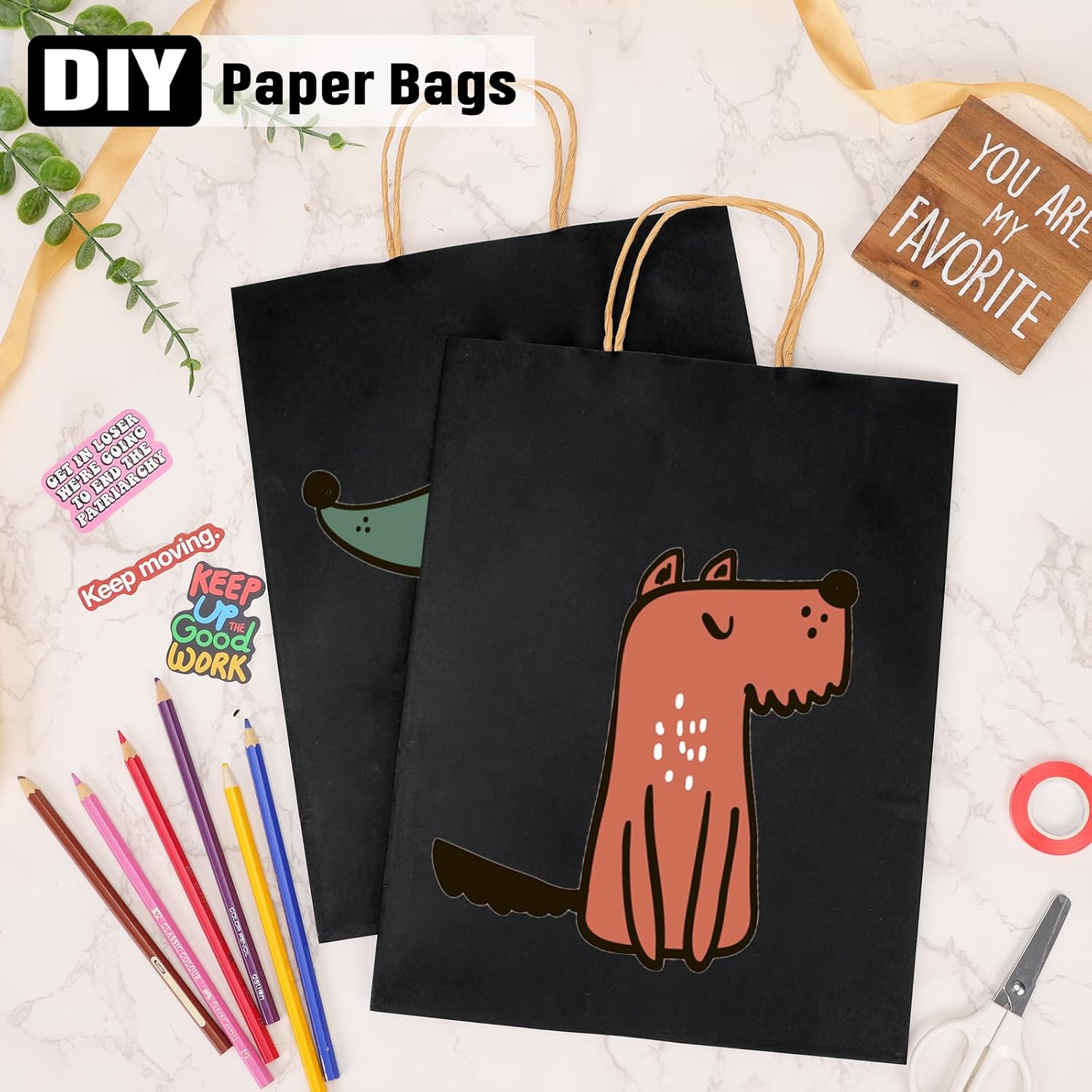 Moretoes 100pcs Paper Gift Bags 10x5x13 Inches Black Kraft Paper Bags with Handles Bulk for Shopping, Retail, Small Business, Birthday Wedding Party Favor โ image 4
